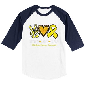 Childhood Cancer Awareness Love Cure Yellow Ribbon Gift Baseball Sleeve Shirt