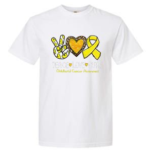 Childhood Cancer Awareness Love Cure Yellow Ribbon Gift Garment-Dyed Heavyweight T-Shirt