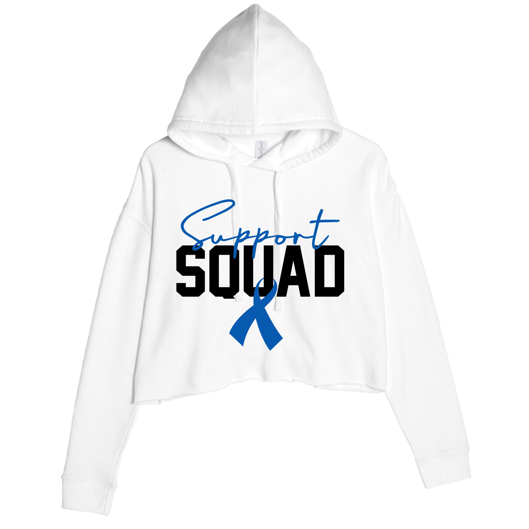 Colon Cancer Awareness Support Squad Crop Fleece Hoodie