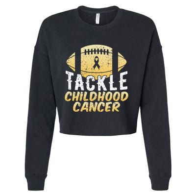 Childhood Cancer Awareness Tackle Childhood Cancer Football Cropped Pullover Crew