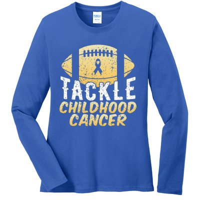 Childhood Cancer Awareness Tackle Childhood Cancer Football Ladies Long Sleeve Shirt