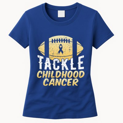 Childhood Cancer Awareness Tackle Childhood Cancer Football Womens T-Shirt