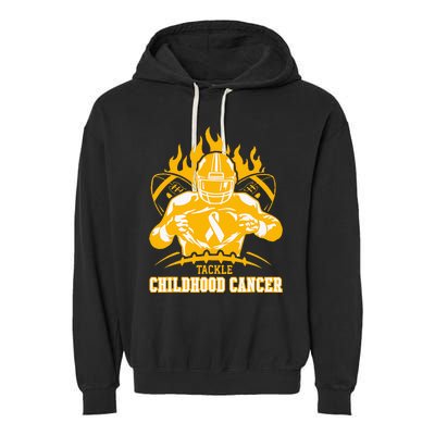 Childhood Cancer Awareness Tackle Childhood Cancer Football Garment-Dyed Fleece Hoodie