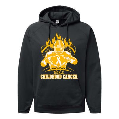 Childhood Cancer Awareness Tackle Childhood Cancer Football Performance Fleece Hoodie