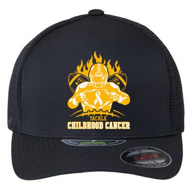 Childhood Cancer Awareness Tackle Childhood Cancer Football Flexfit Unipanel Trucker Cap