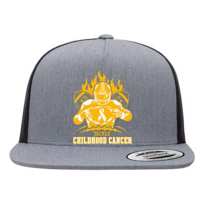 Childhood Cancer Awareness Tackle Childhood Cancer Football Flat Bill Trucker Hat