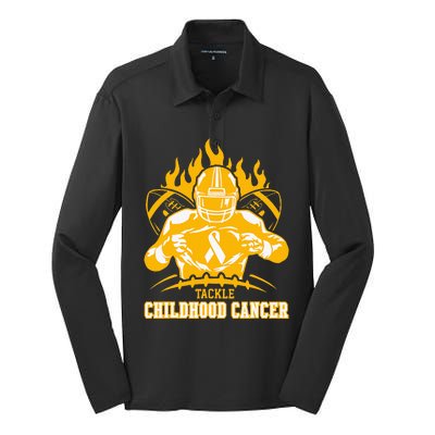 Childhood Cancer Awareness Tackle Childhood Cancer Football Silk Touch Performance Long Sleeve Polo