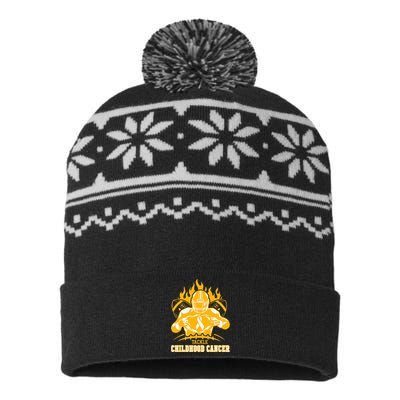 Childhood Cancer Awareness Tackle Childhood Cancer Football USA-Made Snowflake Beanie