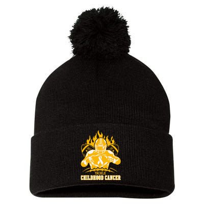 Childhood Cancer Awareness Tackle Childhood Cancer Football Pom Pom 12in Knit Beanie