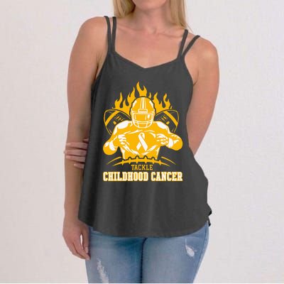 Childhood Cancer Awareness Tackle Childhood Cancer Football Women's Strappy Tank