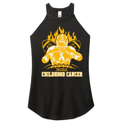 Childhood Cancer Awareness Tackle Childhood Cancer Football Women’s Perfect Tri Rocker Tank