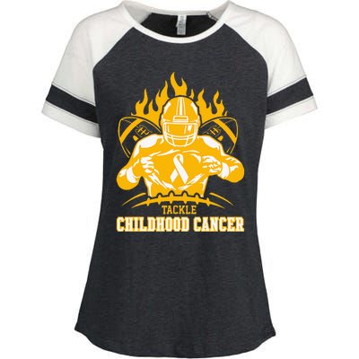 Childhood Cancer Awareness Tackle Childhood Cancer Football Enza Ladies Jersey Colorblock Tee