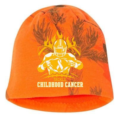 Childhood Cancer Awareness Tackle Childhood Cancer Football Kati - Camo Knit Beanie