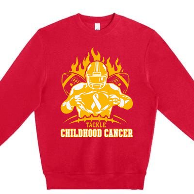 Childhood Cancer Awareness Tackle Childhood Cancer Football Premium Crewneck Sweatshirt