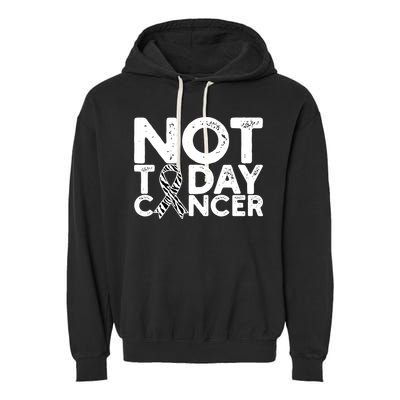 Carcinoid Cancer Awareness Not Today Cancer Zebra Ribbon Garment-Dyed Fleece Hoodie
