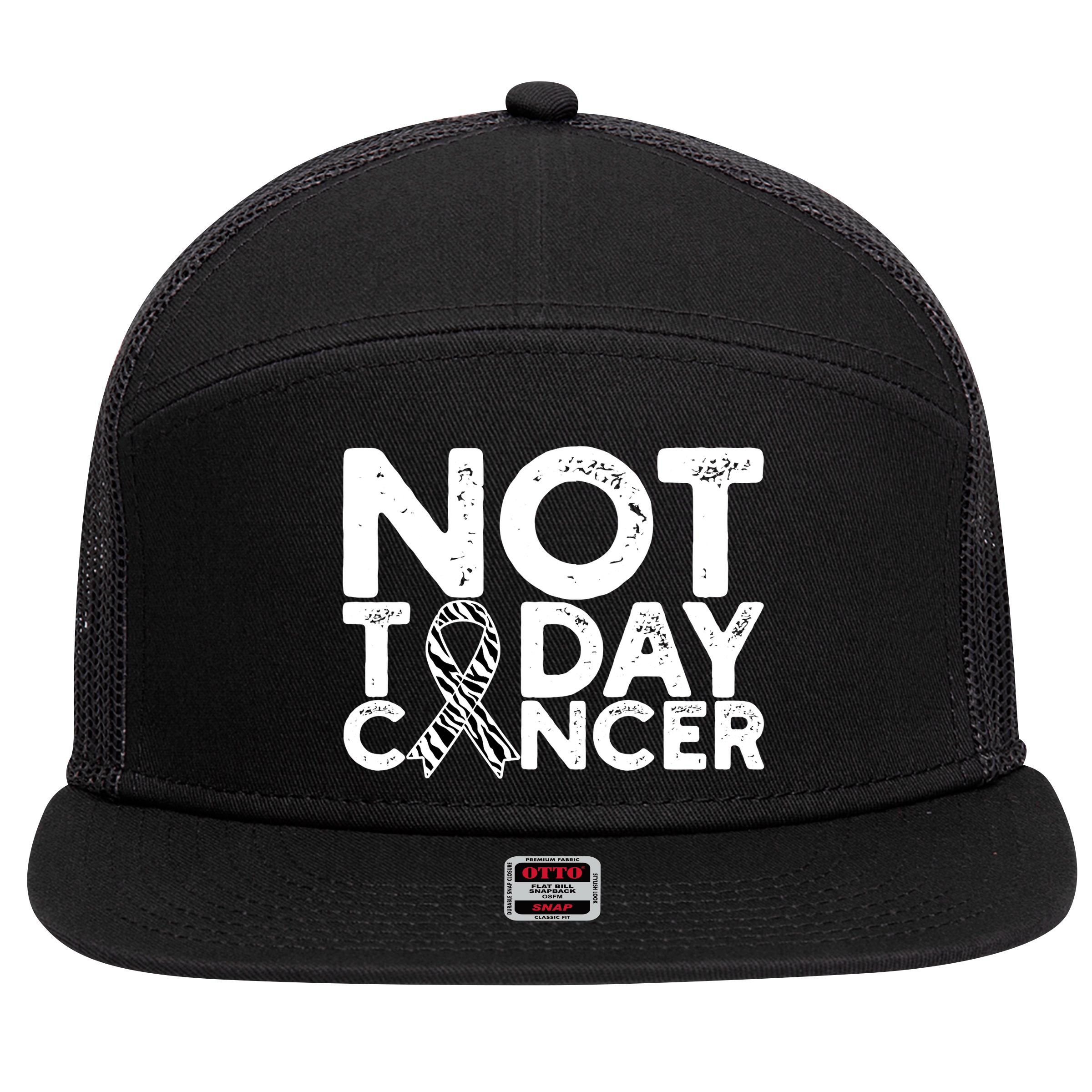 Carcinoid Cancer Awareness Not Today Cancer Zebra Ribbon 7 Panel Mesh Trucker Snapback Hat