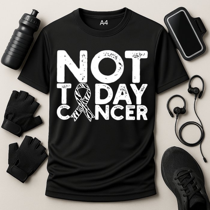 Carcinoid Cancer Awareness Not Today Cancer Zebra Ribbon Cooling Performance Crew T-Shirt