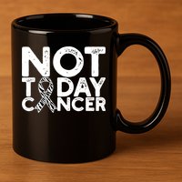 Carcinoid Cancer Awareness Not Today Cancer Zebra Ribbon 11oz C Handle Ceramic Mug