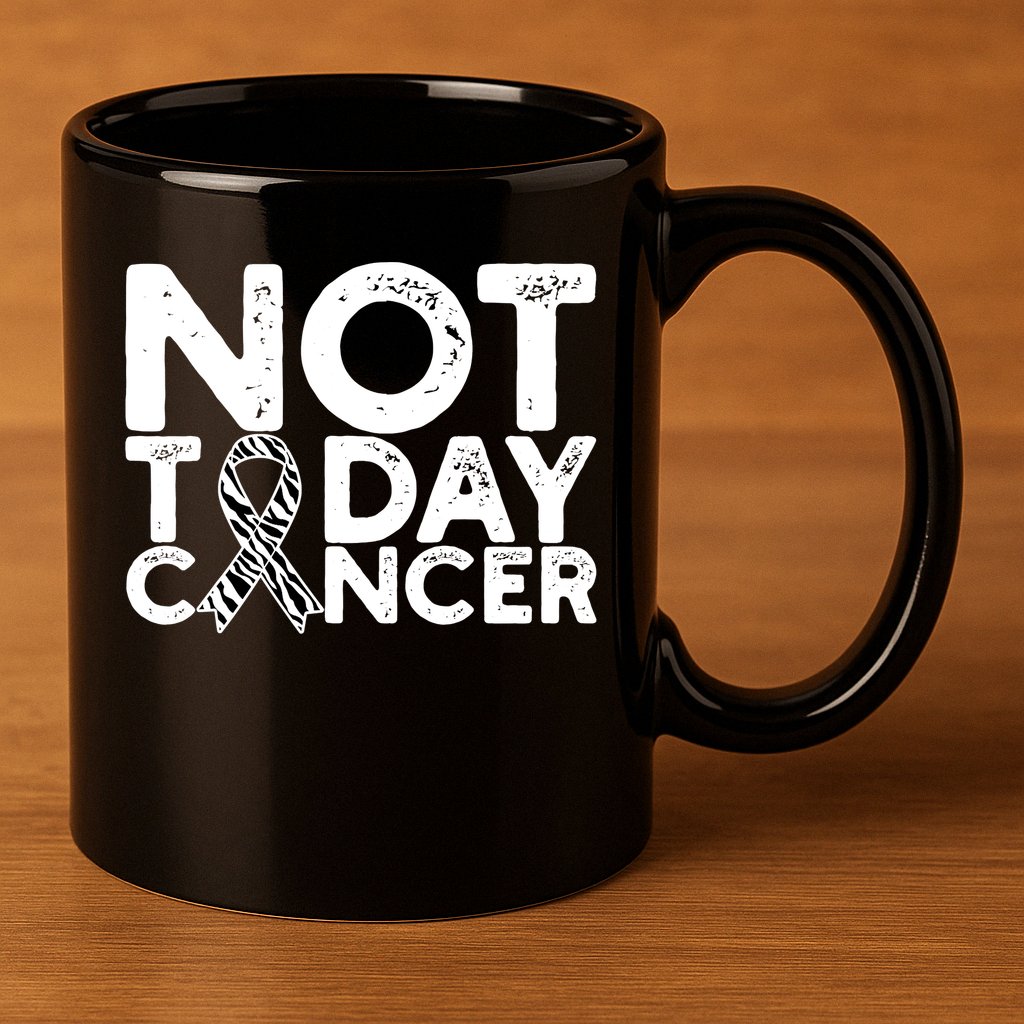 Carcinoid Cancer Awareness Not Today Cancer Zebra Ribbon 11oz C Handle Ceramic Mug