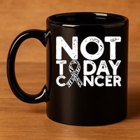 Carcinoid Cancer Awareness Not Today Cancer Zebra Ribbon 11oz C Handle Ceramic Mug