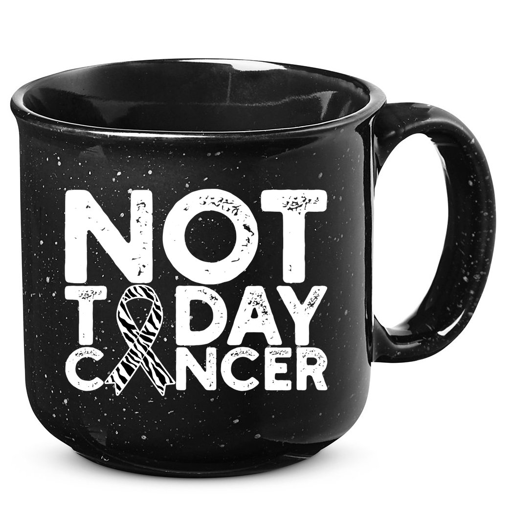 Carcinoid Cancer Awareness Not Today Cancer Zebra Ribbon 15oz Campfire Ceramic Mug