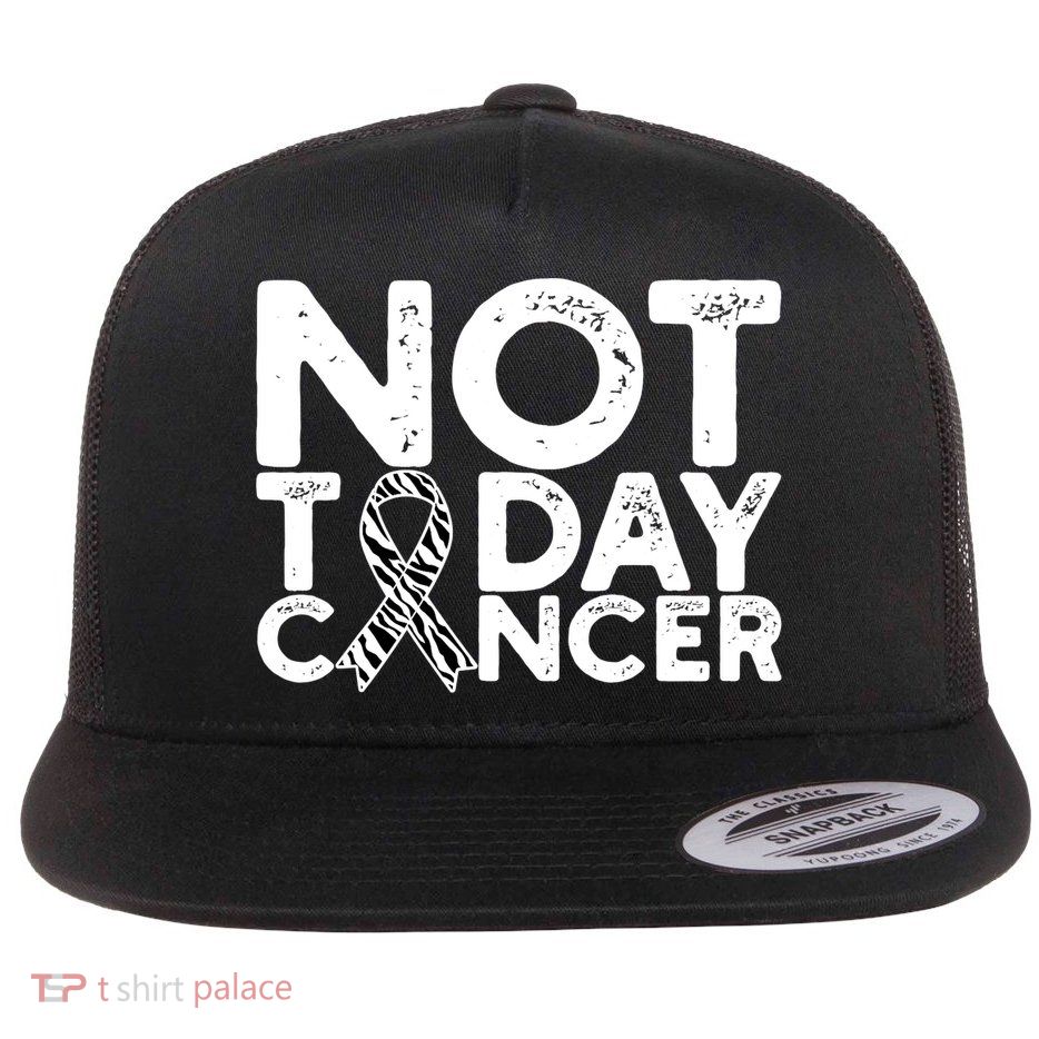 Carcinoid Cancer Awareness Not Today Cancer Zebra Ribbon Flatbill Hat
