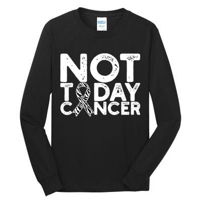 Carcinoid Cancer Awareness Not Today Cancer Zebra Ribbon Tall Long Sleeve T-Shirt