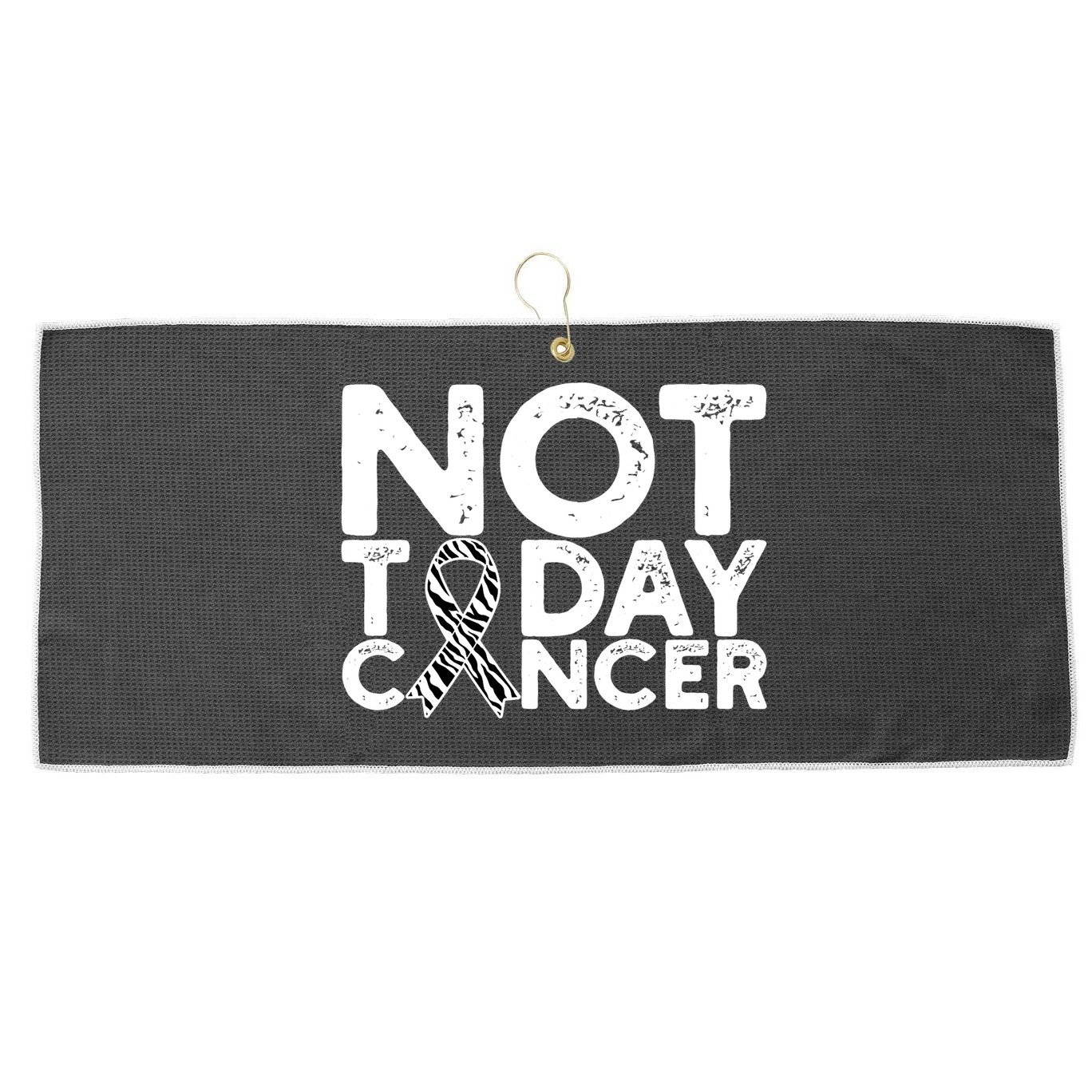 Carcinoid Cancer Awareness Not Today Cancer Zebra Ribbon Large Microfiber Waffle Golf Towel