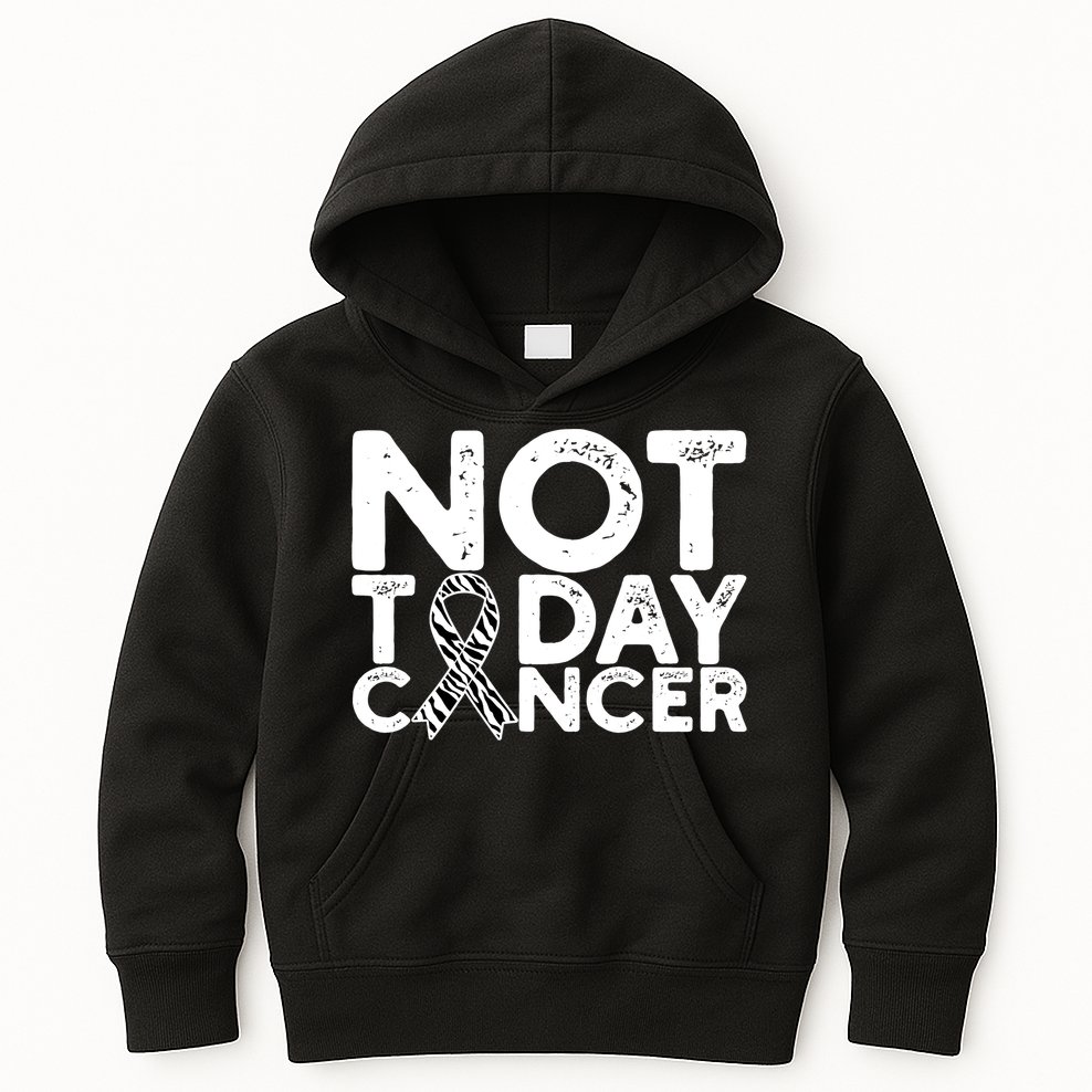 Carcinoid Cancer Awareness Not Today Cancer Zebra Ribbon Kids Hoodie