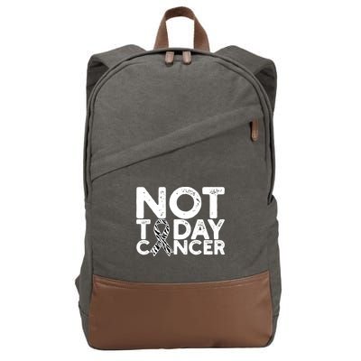 Carcinoid Cancer Awareness Not Today Cancer Zebra Ribbon Cotton Canvas Backpack