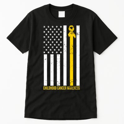 Childhood Cancer American Flag Yellow Thin Line Tall T-Shirt