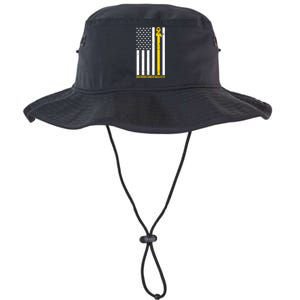 Childhood Cancer American Flag Yellow Thin Line Legacy Cool Fit Booney Bucket Hat