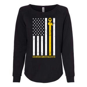 Childhood Cancer American Flag Yellow Thin Line Womens California Wash Sweatshirt