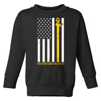 Childhood Cancer American Flag Yellow Thin Line Toddler Sweatshirt