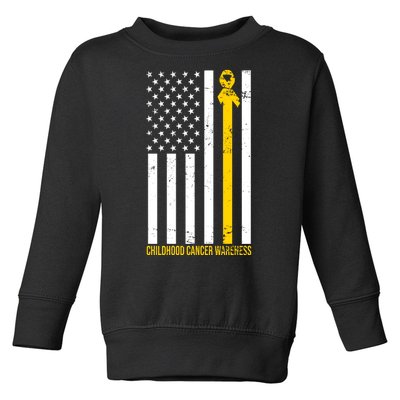 Childhood Cancer American Flag Yellow Thin Line Toddler Sweatshirt