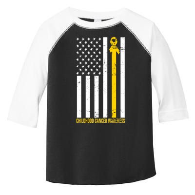 Childhood Cancer American Flag Yellow Thin Line Toddler Fine Jersey T-Shirt