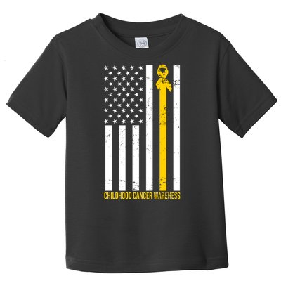 Childhood Cancer American Flag Yellow Thin Line Toddler T-Shirt