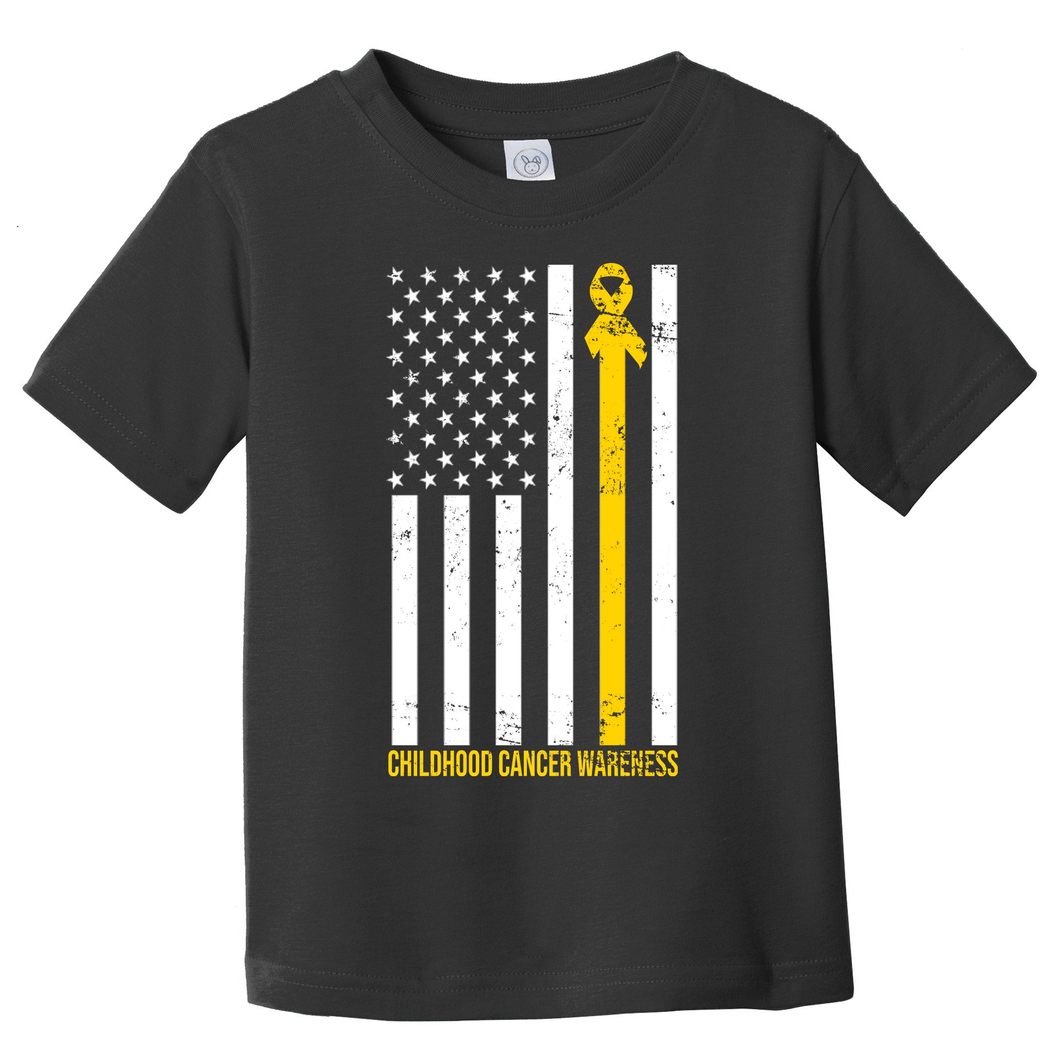 Childhood Cancer American Flag Yellow Thin Line Toddler T-Shirt