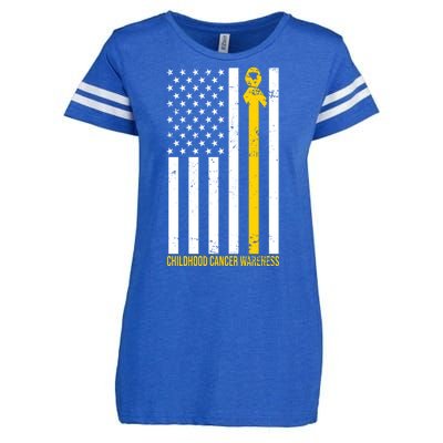 Childhood Cancer American Flag Yellow Thin Line Enza Ladies Jersey Football T-Shirt