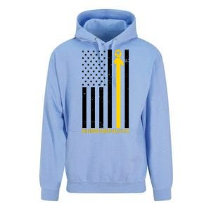 Childhood Cancer American Flag Yellow Thin Line Unisex Surf Hoodie