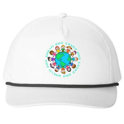 Cute Children Around The World Earth Day Snapback Five-Panel Rope Hat