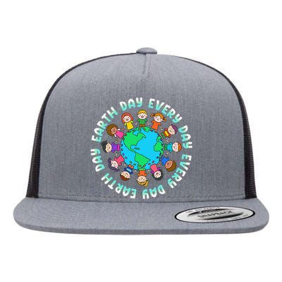 Cute Children Around The World Earth Day Flat Bill Trucker Hat