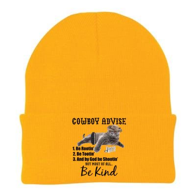 Cowboy Cat Adivse Be Rootin' Be Tootin' Be Shootin Be Kind Meme Knit Cap Winter Beanie