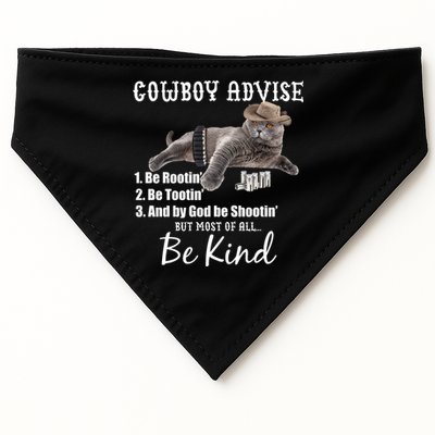 Cowboy Cat Adivse Be Rootin' Be Tootin' Be Shootin Be Kind Meme USA-Made Doggie Bandana