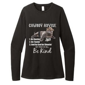 Cowboy Cat Adivse Be Rootin' Be Tootin' Be Shootin Be Kind Meme Womens CVC Long Sleeve Shirt