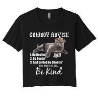 Cowboy Cat Adivse Be Rootin' Be Tootin' Be Shootin Be Kind Meme Women's Crop Top Tee