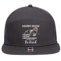 Cowboy Cat Adivse Be Rootin' Be Tootin' Be Shootin Be Kind Meme 7 Panel Mesh Trucker Snapback Hat