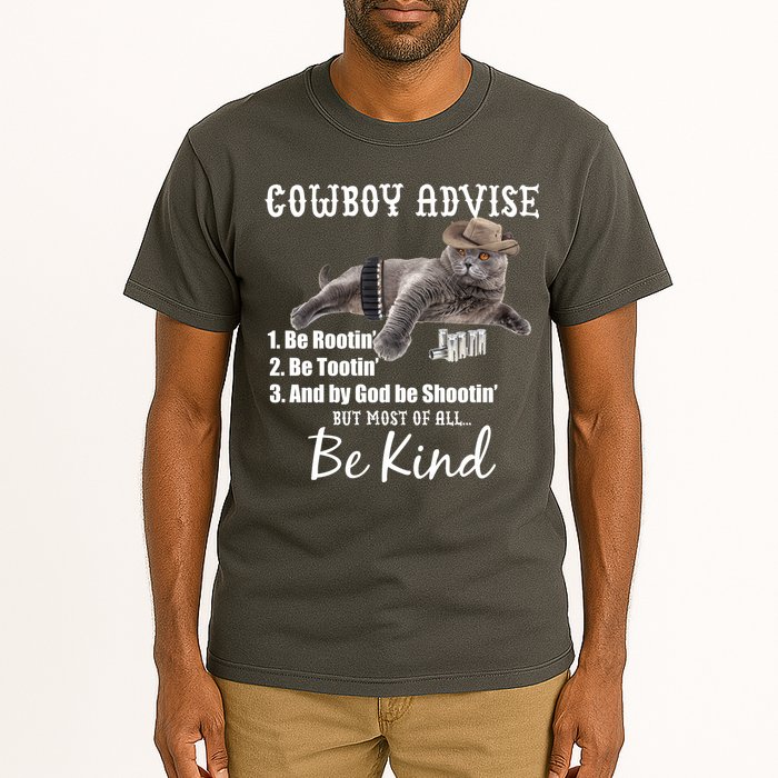 Cowboy Cat Adivse Be Rootin' Be Tootin' Be Shootin Be Kind Meme Tall T-Shirt