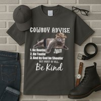 Cowboy Cat Adivse Be Rootin' Be Tootin' Be Shootin Be Kind Meme Tall T-Shirt