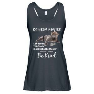 Cowboy Cat Adivse Be Rootin' Be Tootin' Be Shootin Be Kind Meme Ladies Essential Flowy Tank